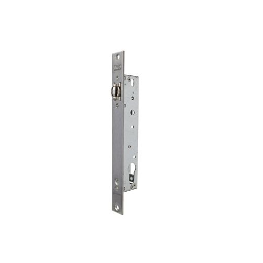 Cerradura monopunto de palanca basculante 2218 para puertas correderas con rodillo, sin cilindro, entrada de 20mm, acabado acero inoxidable