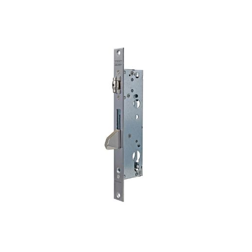 Cerradura monopunto de palanca basculante 2216be de caja estrecha para puertas de vaivén de rodillo, sin cilindro, entrada de 25mm, sin escudo ni cerradero, acabado acero inoxidable