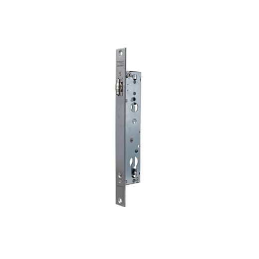 Cerradura monopunto de caja estrecha 2218be con rodillo, sin cilindro, entrada de 20mm, acabado acero inoxidable