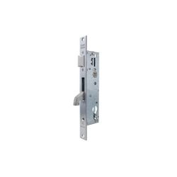 Cerradura monopunto para perfiles metálicos 2240be de palanca basculante con gancho reforzado y caja estrecha, sin cilindro, entrada de 20mm, acabado acero inoxidable
