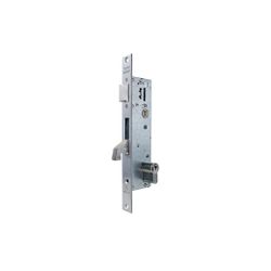 Cerradura monopunto de para perfiles metálicos 2240be de palanca basculante con gancho reforzado y caja estrecha, cilindro te5 de 30x30mm, entrada de 20mm, acabado acero inoxidable
