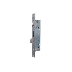 Cerradura monopunto para perfiles metálicos 2246be con gancho reforzado y rodillo para puertas de vaivén, caja estrecha, sin cilindro, entrada de 20mm, acabado acero inoxidable