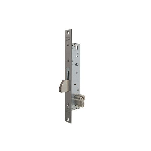Cerradura monopunto de palanca basculante 2211, cilindro te5, sin picaporte, entrada de 20mm, sin escudo ni cerradero, acabado acero inoxidable