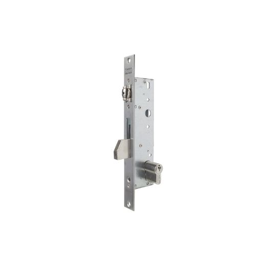 Cerradura monopunto de palanca basculante 2216 para puertas de vaivén de rodillo, cilindro te5, entrada de 35mm, sin escudo ni cerradero, acabado acero inoxidable