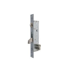 Cerradura monopunto de palanca basculante 2246 con gancho reforzado para puertas de vaivén con rodillo, cilindro te5, entrada de 20mm, sin escudo ni cerradero, acabado acero inoxidable