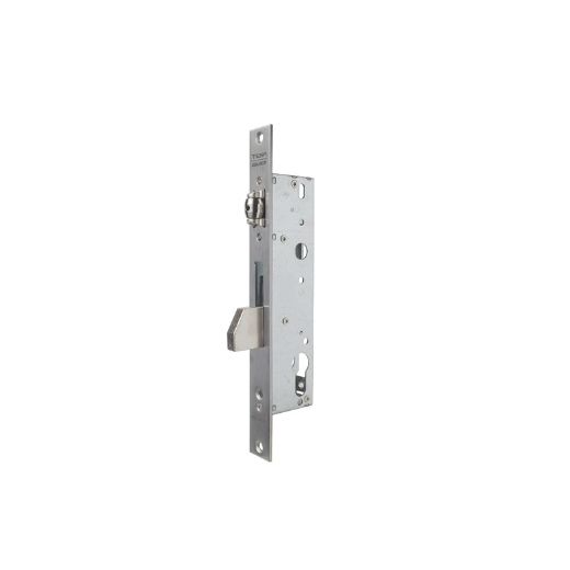 Cerradura monopunto de palanca basculante 2216 para puertas de vaivén de rodillo, sin cilindro, entrada de 25mm, acabado acero inoxidable