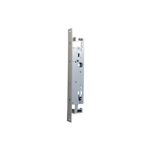Cerradura multipunto con palanca basculante 2237 con 1 cierre frontal y 2 cierres en punto alto y bajo, leva de 15, entrada de 25mm, sin cilindro, acabado acero inoxidable