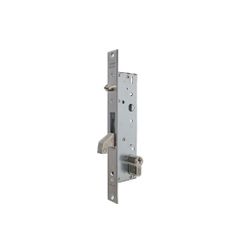 Cerradura monopunto de palanca basculante sin picaporte 2241c con gancho reforzado y tetón antilevantamiento, cilindro te5, entrada de 30mm, acabado acero inoxidable