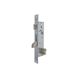 Cerradura monopunto de palanca basculante 2240 con gancho reforzado con dos placas de acero, cilindro te5, leva de 15mm, entrada de 20mm, acabado acero inoxidable