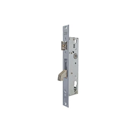 Cerradura monopunto de palanca basculante 2240 con gancho reforzado con dos placas de acero, sin cilindro, para leva de 15mm, entrada de 20mm, acabado acero inoxidable