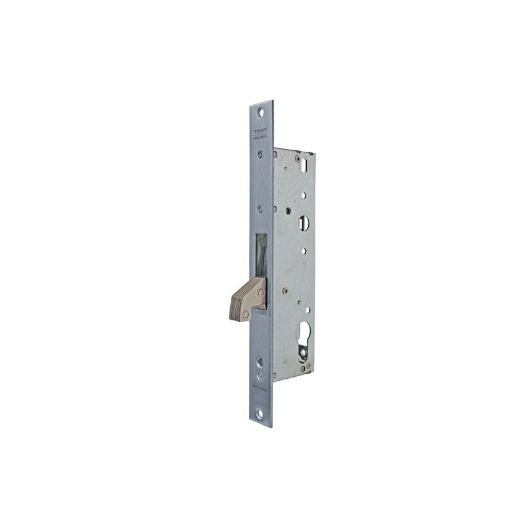 Cerradura monopunto de palanca basculante sin picaporte 2241 con gancho reforzado, sin cilindro, para leva de 15mm, entrada de 20mm, sin escudo ni cerradero acabado inoxidable