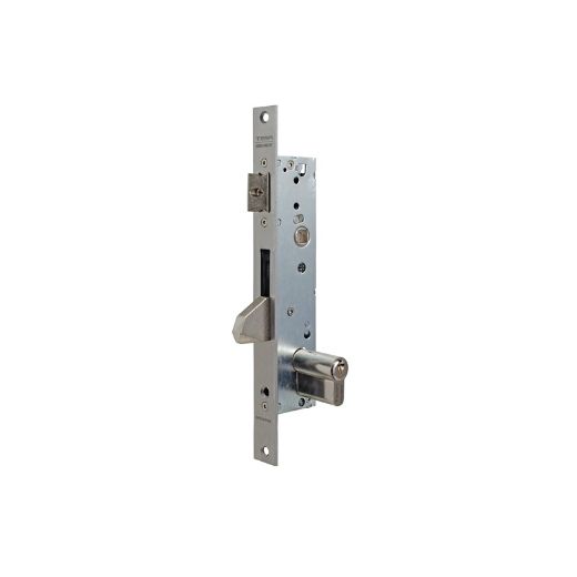 Cerradura monopunto de palanca deslizante 2210e de ancho de caja estrecha, cilindro te5, picaporte reversible, entrada de 35mm, sin escudo ni cerradero, acabado acero inoxidable