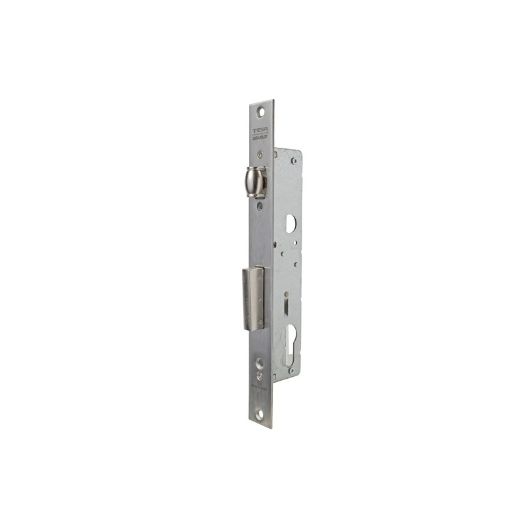 Cerradura monopunto de palanca deslizante 2216 para puertas de vaivén con rodillo, sin cilindro, picaporte reversible, entrada de 25mm, acabado acero inoxidable