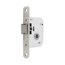 Cerradura para puertas de madera 2005 de paso, frente redondeado, entrada de 40mm, acabado hierro niquelado