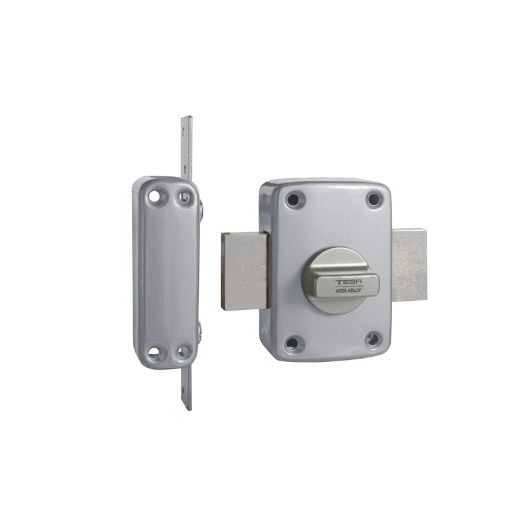 Cerrojo de sobreponer monopunto 2110 con botón interior y llave por el exterior, sin cilindro, regulable, acabado acero cromado