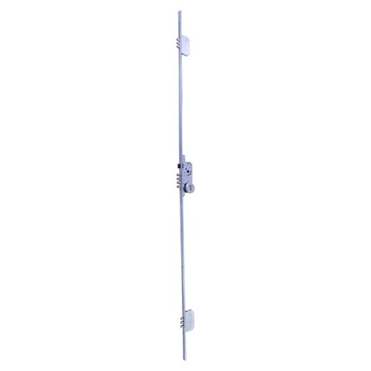 Cerradura de seguridad multipunto t2b3 de 3 puntos de cierre, sin cilindro, entrada de 50mm, cerradero largo, longitud de 2110mm, acabado acero cromado