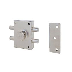 Cerrojo de seguridad 16-0 antipalanca de bulones y pomo interior, cilindro forjado, entrada de 30mm, caja de 60mm, acabado hierro niquelado