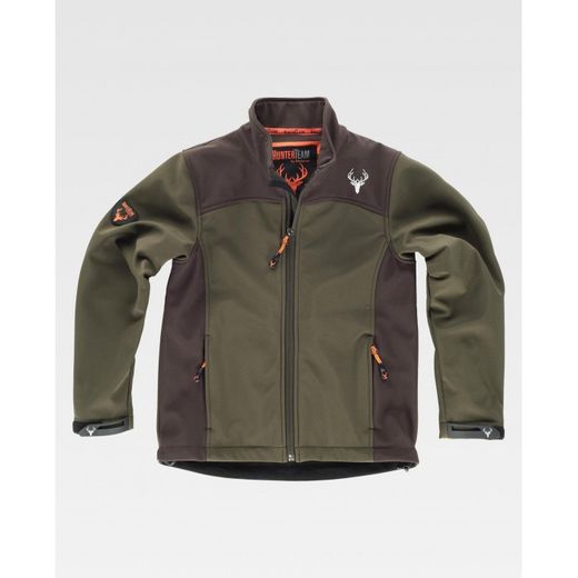 CHAQUETA INFANTIL WORKSHELL REF.S8120 VERDE CAZA/MARRON T-8