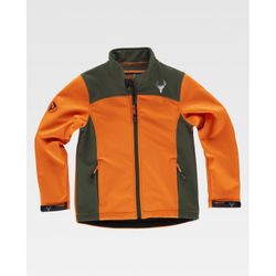 CHAQUETA INFANTIL WORKSHELL REF.S8130 NARANJA AV+VERDE CAZA T-10