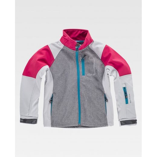 CHAQUETA REF.RN3010002 GRIS JASPEADO+GRIS CLARO+ROSA FUCSIA T-10