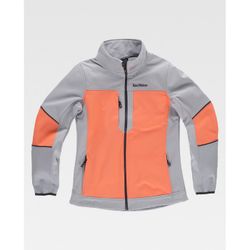 CHAQUETA SOFTSHELL REF.RN1010001 GRIS CLARO+CORAL T-L