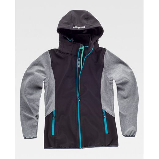 CHAQUETA SOFTSHELL REF.RN1010003 NEGRO+GRIS JASPEADO T-XXL