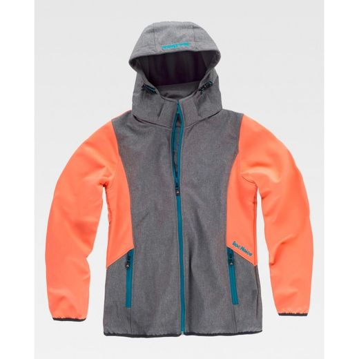 CHAQUETA SOFTSHELL REF.RN1010004 GRIS JASPEADO+CORAL T-XXL