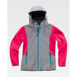 CHAQUETA SOFTSHELL REF.RN1010004 GRIS JASPEADO+ROSA FUCSIA T-XS