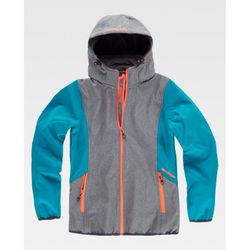 CHAQUETA SOFTSHELL REF.RN1010004 GRIS JASPEADO+TURQUESA T-XXL