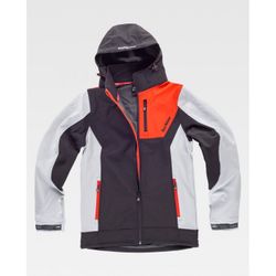 CHAQUETA SOFTSHELL REF.RN2010001 NEGRO+GRIS CLARO+ROJO T-XL