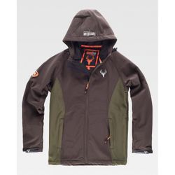 CHAQUETA WORKSHELL REF.S8610 MARRON/VERDE CAZA T-XL
