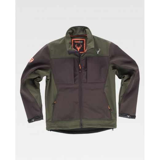 CHAQUETA WORKSHELL REF.S8620 MARRON/VERDE CAZA T-3XL