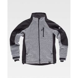 CHAQUETA WORKSHELL REF.S9470 GRIS JASPEADO+NEGRO T-S