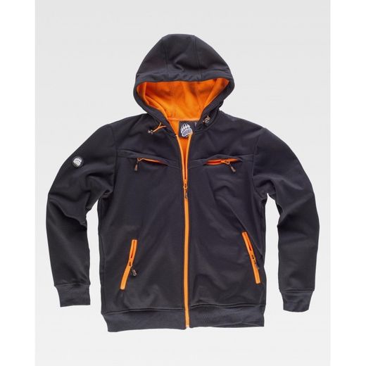 CHAQUETA WORKSHELL REF.S9482 NEGRO+NARANJA A.V. T-XXL