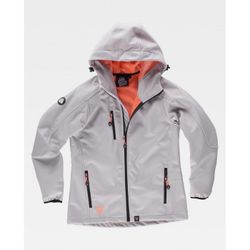 CHAQUETA WORKSHELL REF.S9494 GRIS CLARO + SALMON T-L