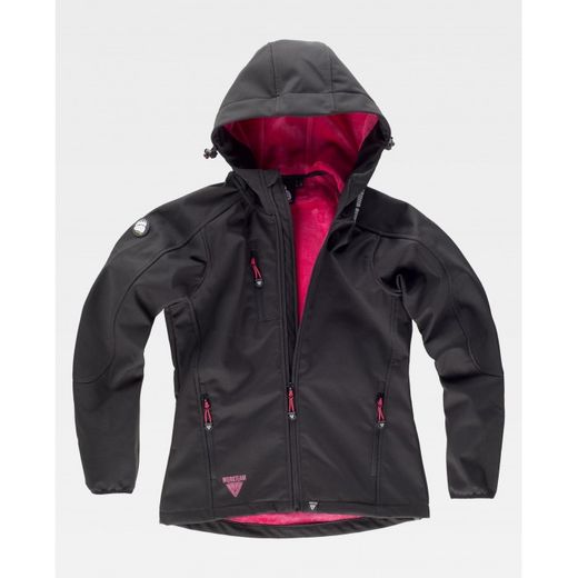 CHAQUETA WORKSHELL REF.S9494 NEGRO+ROSA FUCSIA T-S