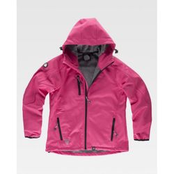 CHAQUETA WORKSHELL REF.S9494 ROSA FUCSIA + GRIS CLARO T-L