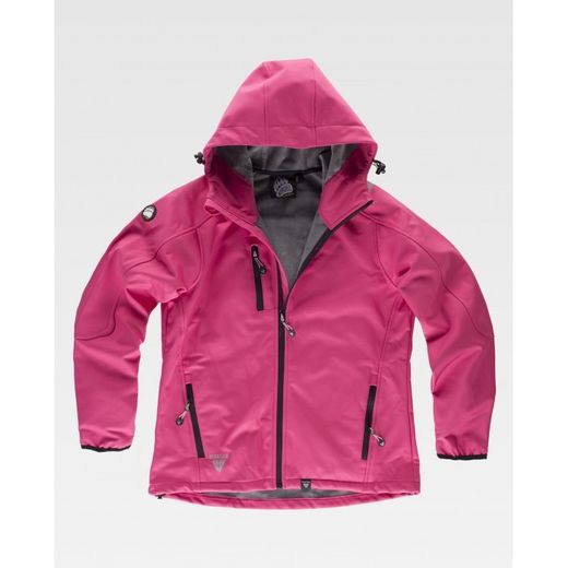 CHAQUETA WORKSHELL REF.S9494 ROSA FUCSIA + GRIS CLARO T-M