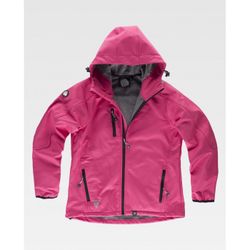 CHAQUETA WORKSHELL REF.S9494 ROSA FUCSIA + GRIS CLARO T-S