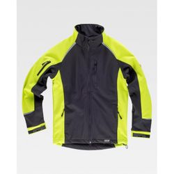 CHAQUETA WORKSHELL REF.S9498 NEGRO+AMARILLO A.V. T-XL
