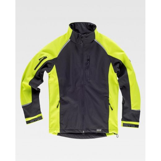 CHAQUETA WORKSHELL REF.S9498 NEGRO+AMARILLO A.V. T-XXL