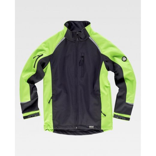 CHAQUETA WORKSHELL REF.S9498 NEGRO+VERDE A.V. T-M