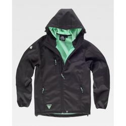 CHAQUETA WORKSHELL REF.S9499 NEGRO + VERDE MENTA T-M