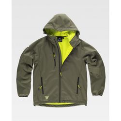 CHAQUETA WORKSHELL REF.S9499 VERDE CAZA + AMARILLO AV T-XXL