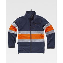 CHAQUETA WORKSHELL REF.S9520 MARINO+NARANJA A.V. T-S