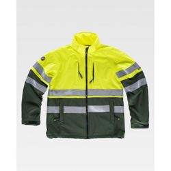CHAQUETA WORKSHELL REF.S9525 VERDE OSCURO+AMARILLO A.V. T-M
