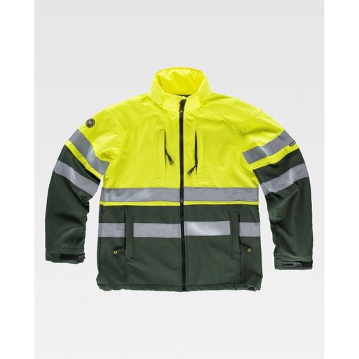 CHAQUETA WORKSHELL REF.S9525 VERDE OSCURO+AMARILLO A.V. T-M