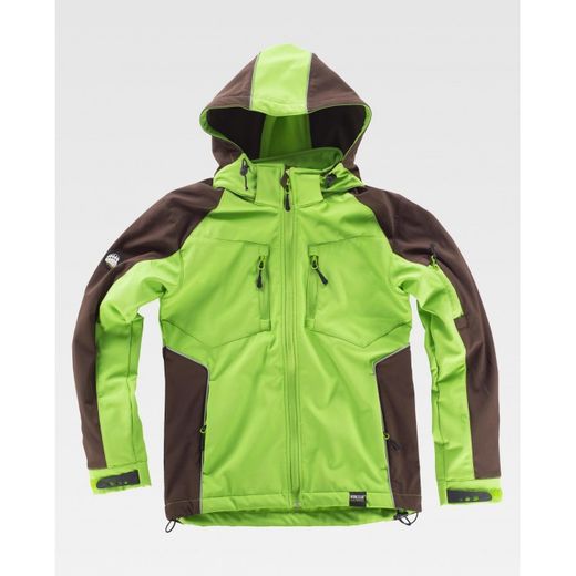 CHAQUETA WORKSHELL REF.WF1040 VERDE LIMA+MARRON T-S