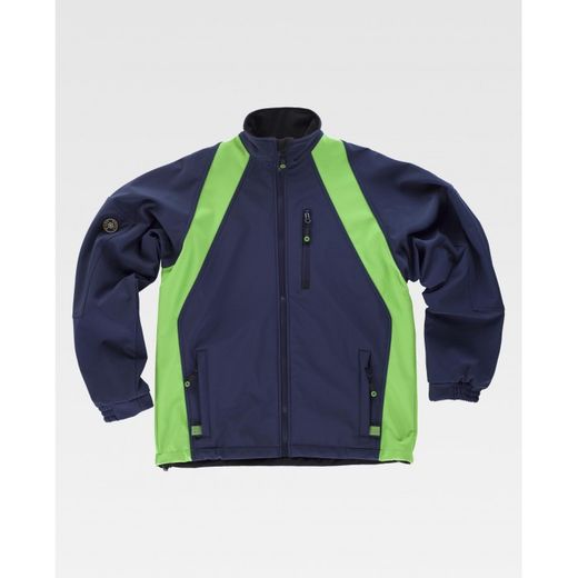CHAQUETA WORKSHELL REF.WF1640 MARINO+VERDE FLUOR T-M