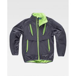 CHAQUETA WORKSHELL REF.WF2700 GRIS OSCURO+VERDE LIMA T-M
